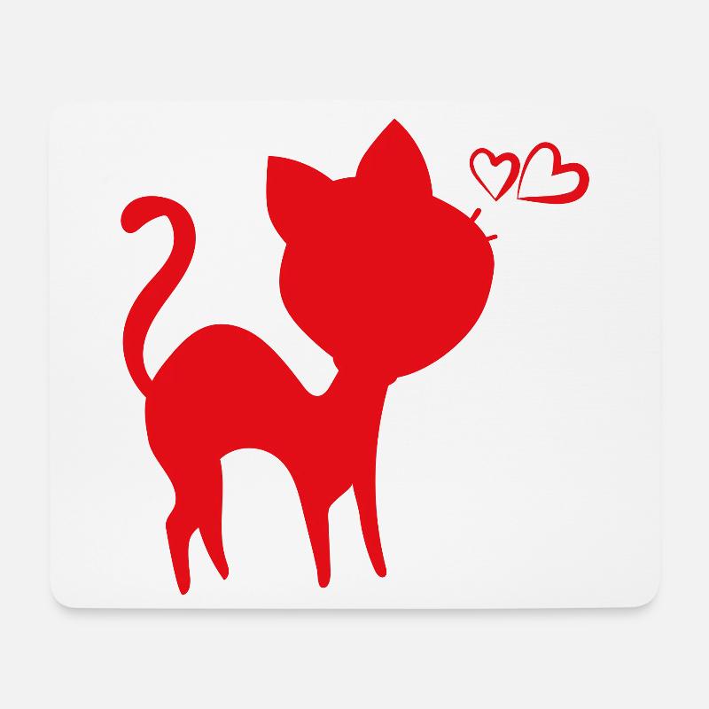 cat - Tapis de souris (format paysage) - blanc