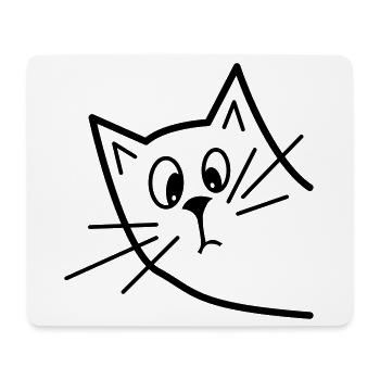 Süße Neugierige Katze - Minimalistisches Design - Mousepad (Querformat) - Weiß - Vorne