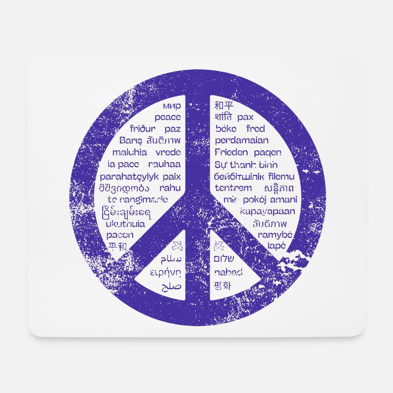 Blaues Friedensschild. Frieden in vielen Sprachen. - Mousepad (Querformat) - Weiß