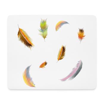 zarte kunterbunte Federn Symbol der Leichtigkeit - Mousepad (Querformat) - Weiß - Vorne