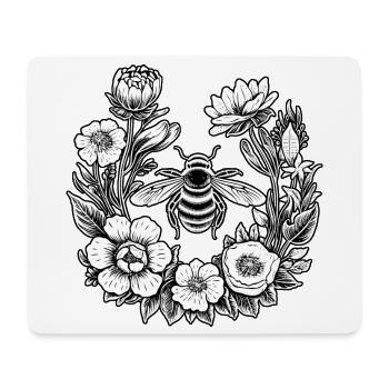 couronne de fleurs apiculteur apiculteur prairie abeilles fleurs fleurs - Tapis de souris (format paysage) - blanc - Devant