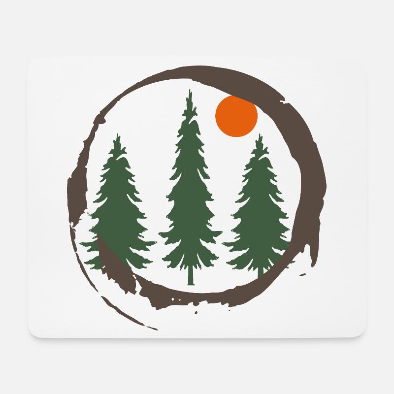 Abstract minimalist pine trees forest silhouette - Mouse Pad (horizontal) - white