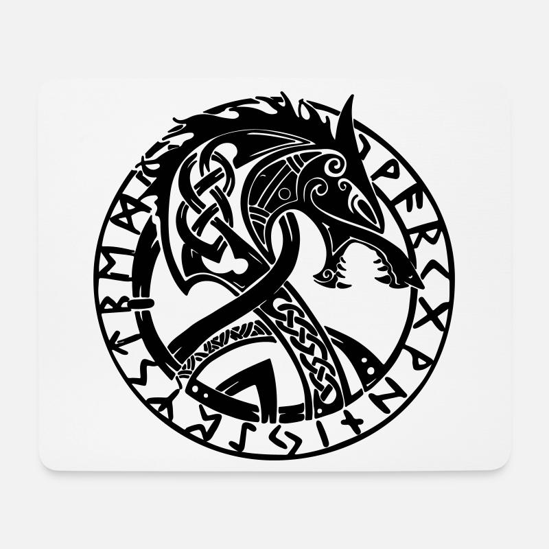 Fenrir und Runen - Mousepad (Querformat) - Weiß