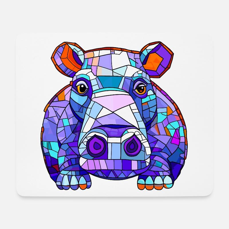 Nilpferd Hippo - Mousepad (Querformat) - Weiß