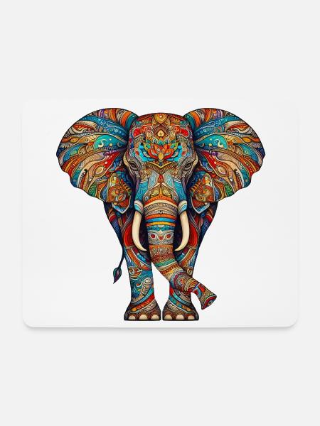 Elefant - Mousepad (Querformat) - Weiß