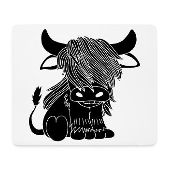 Black long-haired cow - Mouse Pad (horizontal) - white - Front