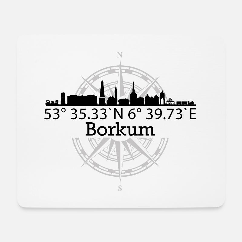 Skyline Borkum - Mousepad (Querformat) - Weiß