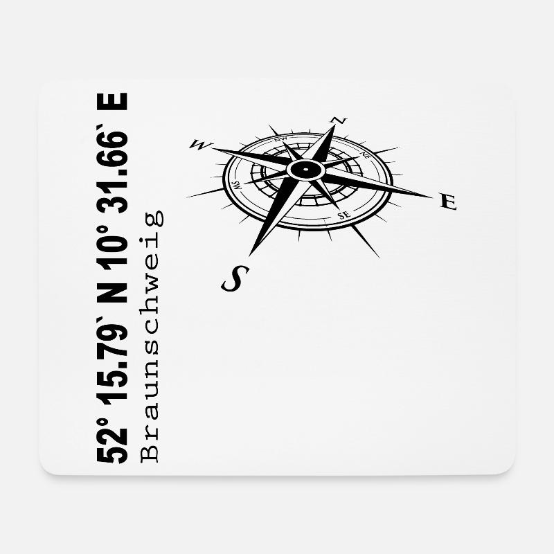 Koordinaten Braunschweig - Mousepad (Querformat) - Weiß