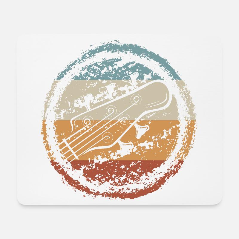 Retro Guitar Sunset Circle - Mouse Pad (horizontal) - white