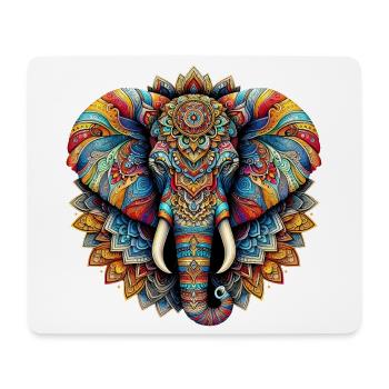 Elefant mit Mandalas verziert - Mousepad (Querformat) - Weiß - Vorne