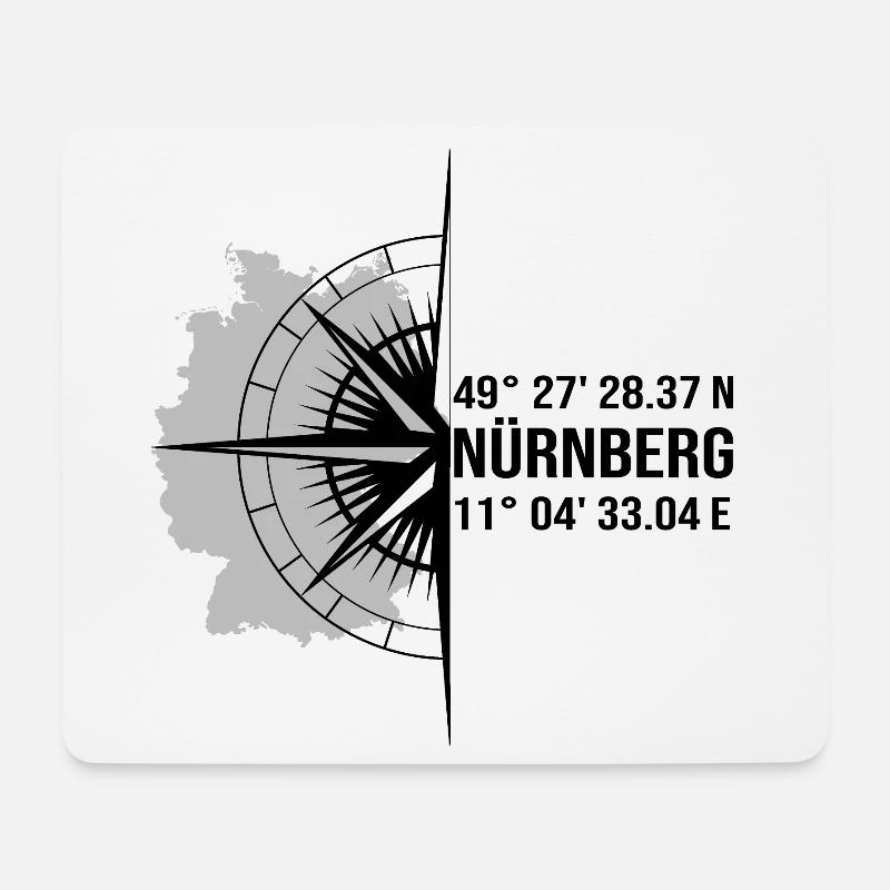 Koordinaten Nürnberg - Mousepad (Querformat) - Weiß