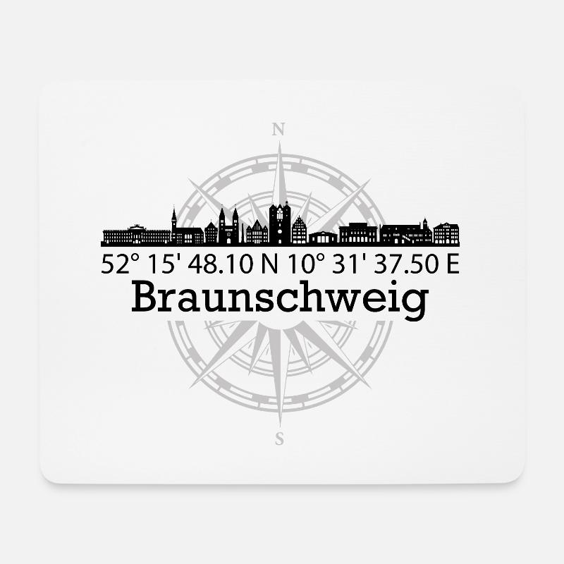 Koordinaten Skyline Braunschweig - Mousepad (Querformat) - Weiß