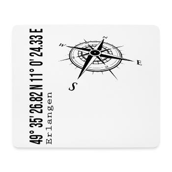 Koordinaten Erlangen - Mousepad (Querformat) - Weiß - Vorne