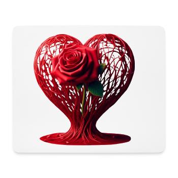 Coeur de rose (03) - Tapis de souris (format paysage) - blanc - Devant