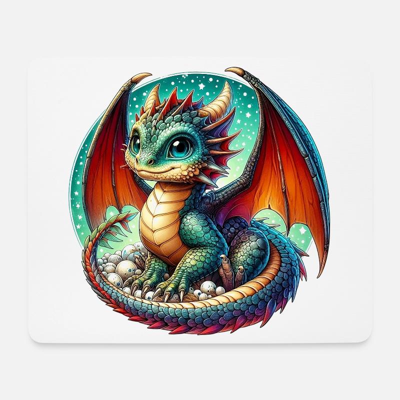 Drache - Mousepad (Querformat) - Weiß