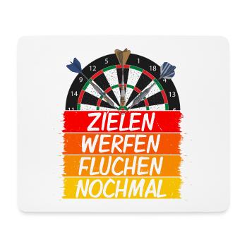 Zielen, Werfen, Fluchen, Nochmal - Mousepad (Querformat) - Weiß - Vorne