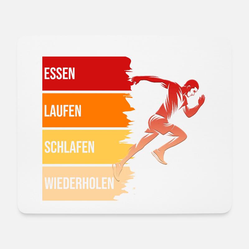 Essen, Laufen, Schlafen, Wiederholen - Mousepad (Querformat) - Weiß