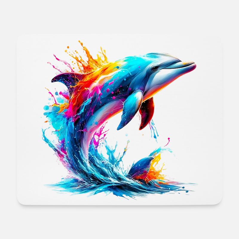 Dauphin - Tapis de souris (format paysage) - blanc