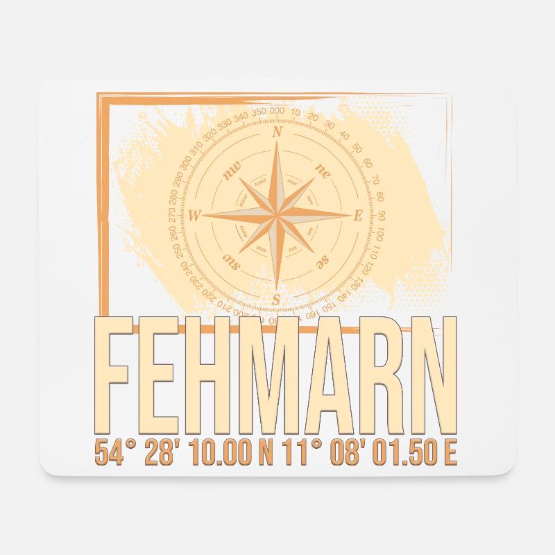 Fehmarn Koordinaten - Mousepad (Querformat) - Weiß