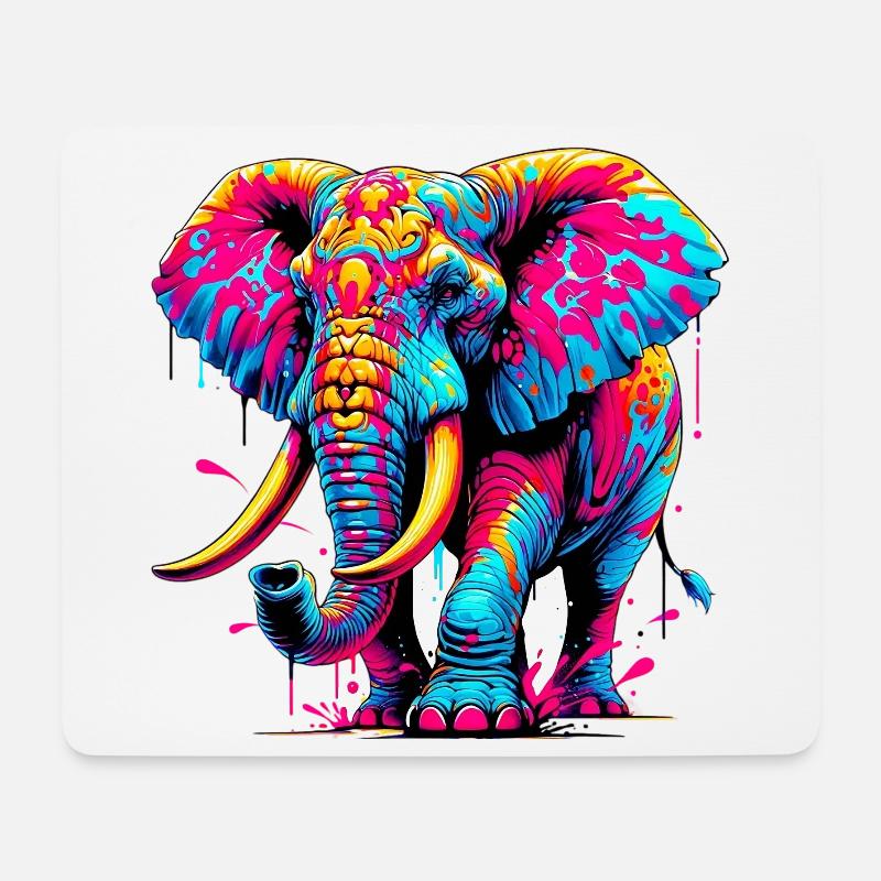 Elefant - Mousepad (Querformat) - Weiß