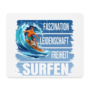 Faszination - Leidenschaft - Freiheit - Surfen - Mousepad (Querformat) - Weiß - Vorne