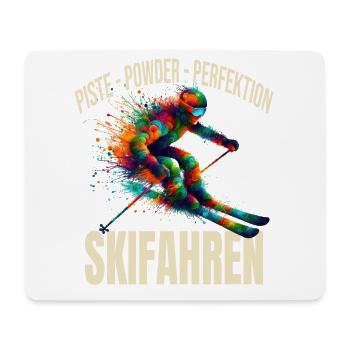 Piste - Powder - Perfektion - Skifahren - Mousepad (Querformat) - Weiß - Vorne