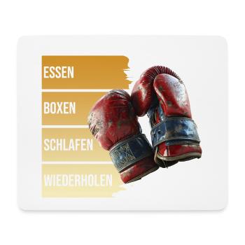 Essen - Boxen - Schlafen - Wiederholen - Mousepad (Querformat) - Weiß - Vorne