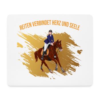 Reiten verbindet Herz und Seele - Mousepad (Querformat) - Weiß - Vorne
