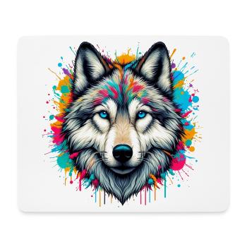 Loup - Tapis de souris (format paysage) - blanc - Devant