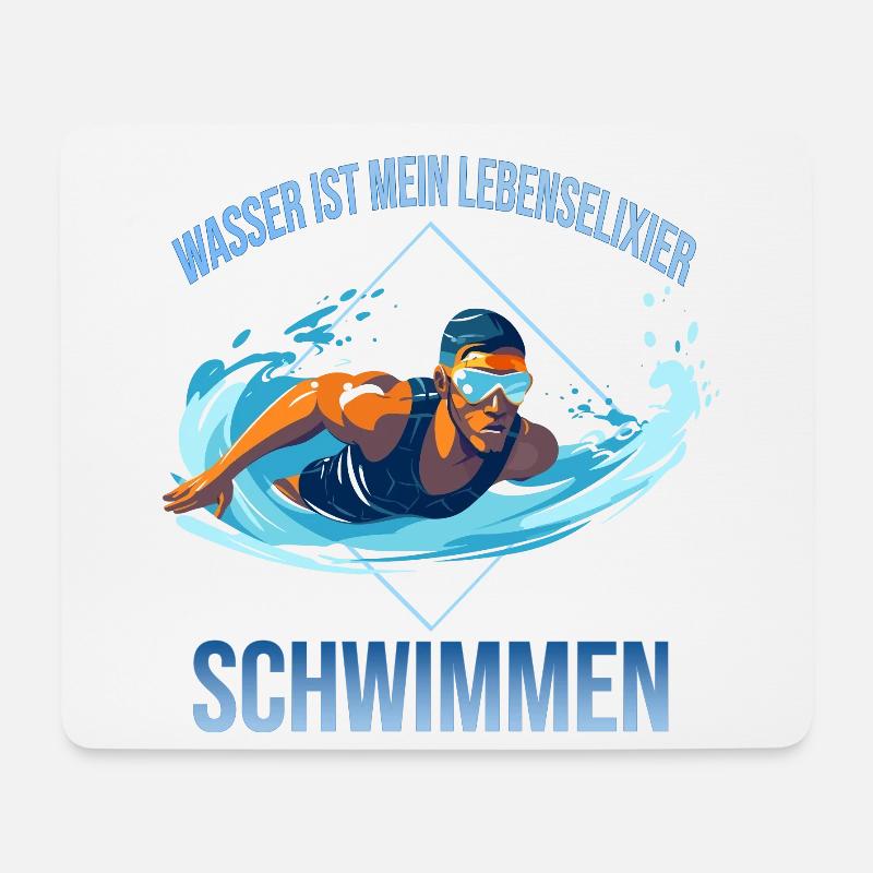 Wasser ist mein Lebenselixier - Schwimmen - Mousepad (Querformat) - Weiß