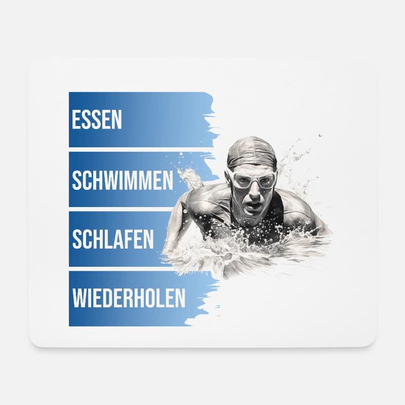 Essen - Schwimmen - Schlafen - Wiederholen - Mousepad (Querformat) - Weiß