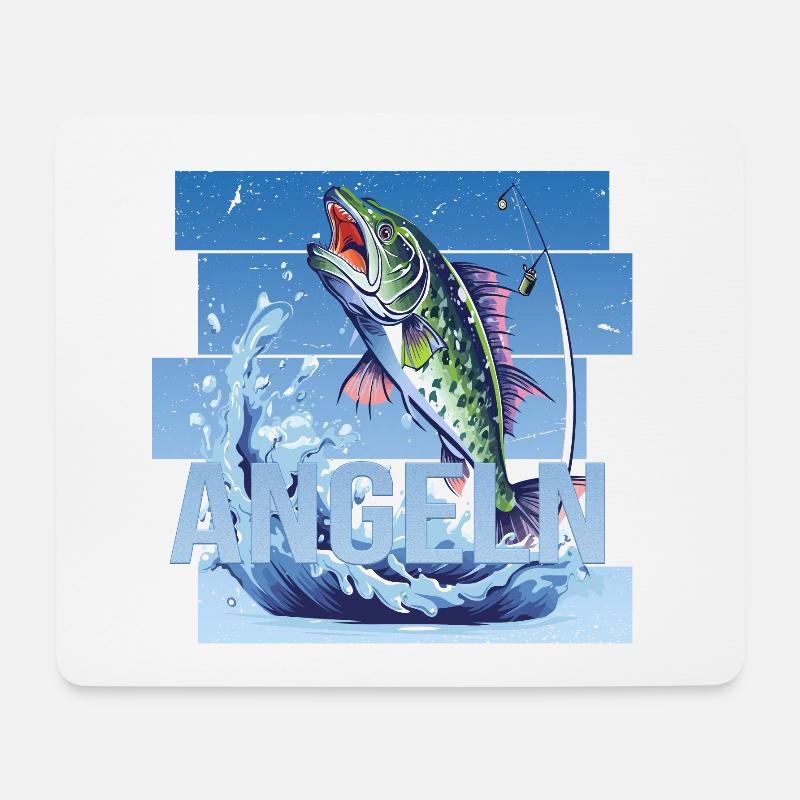Angeln - Mousepad (Querformat) - Weiß