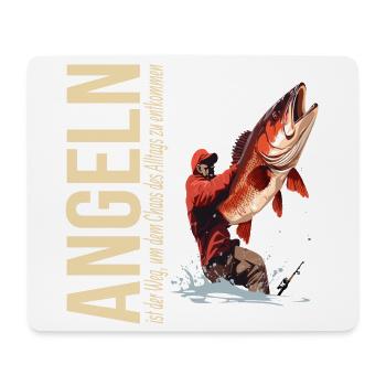 Angeln ist der Weg um dem Chaos... - Mousepad (Querformat) - Weiß - Vorne