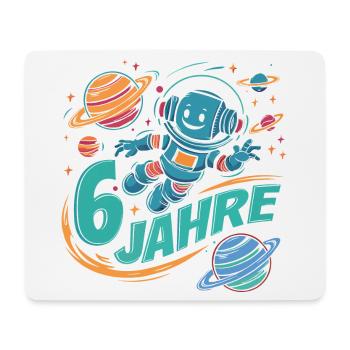 6 Jahre Kleiner Roboter als Astronaut im Weltraum - Mousepad (Querformat) - Weiß - Vorne