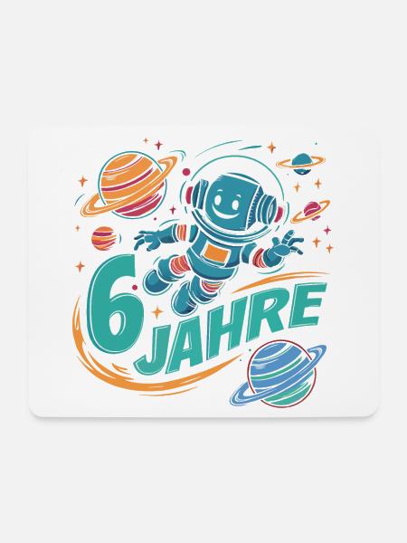 6 Jahre Kleiner Roboter als Astronaut im Weltraum - Mousepad (Querformat) - Weiß