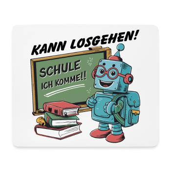 Einschulung erster Schultag kleiner Roboter - Mousepad (Querformat) - Weiß - Vorne