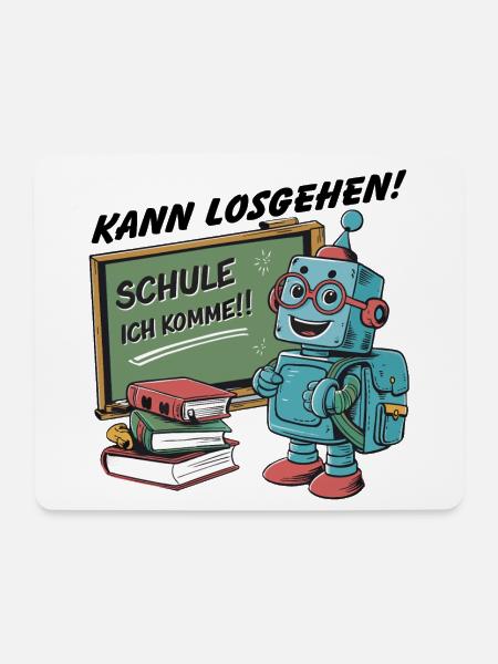 Einschulung erster Schultag kleiner Roboter - Mousepad (Querformat) - Weiß