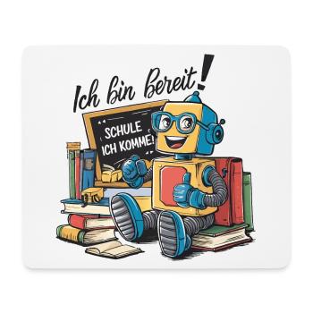 Einschulung erster Schultag kleiner Roboter - Mousepad (Querformat) - Weiß - Vorne