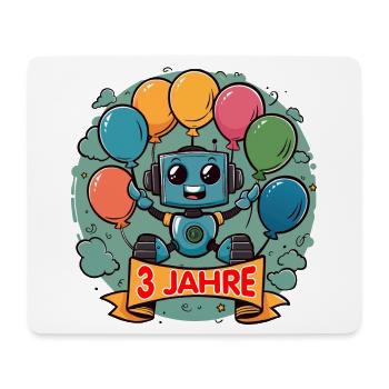 3 Jahre Geburtstag Kleiner Roboter mit Luftballons - Mousepad (Querformat) - Weiß - Vorne