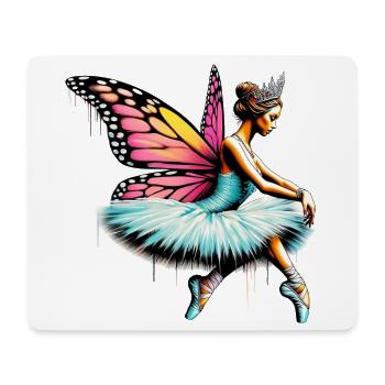 Ballerina mit Schmetterlingsflügeln, Schmetterlingen, Tutu - Mousepad (Querformat) - Weiß - Vorne