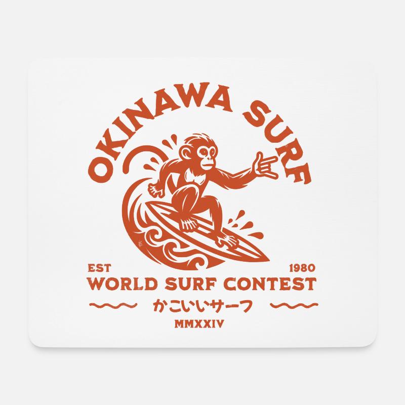 Okinawa Surf Monkey (kakoii surf) - Mousepad (Querformat) - Weiß