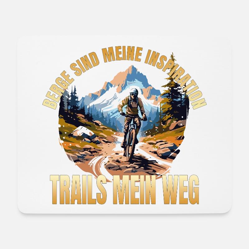 Berge sind meine Inspiration - Trails mein Weg - Mousepad (Querformat) - Weiß