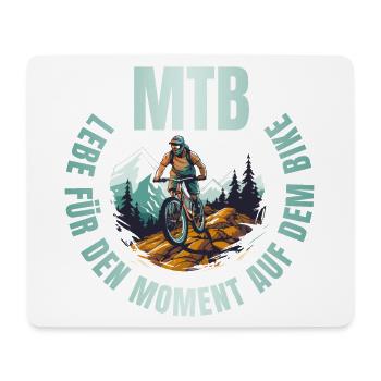 MTB: Lebe für den Moment auf dem Bike - Mousepad (Querformat) - Weiß - Vorne