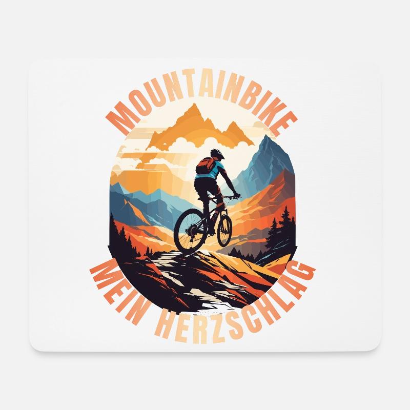 Mountainbike: Mein Herzschlag - Mousepad (Querformat) - Weiß