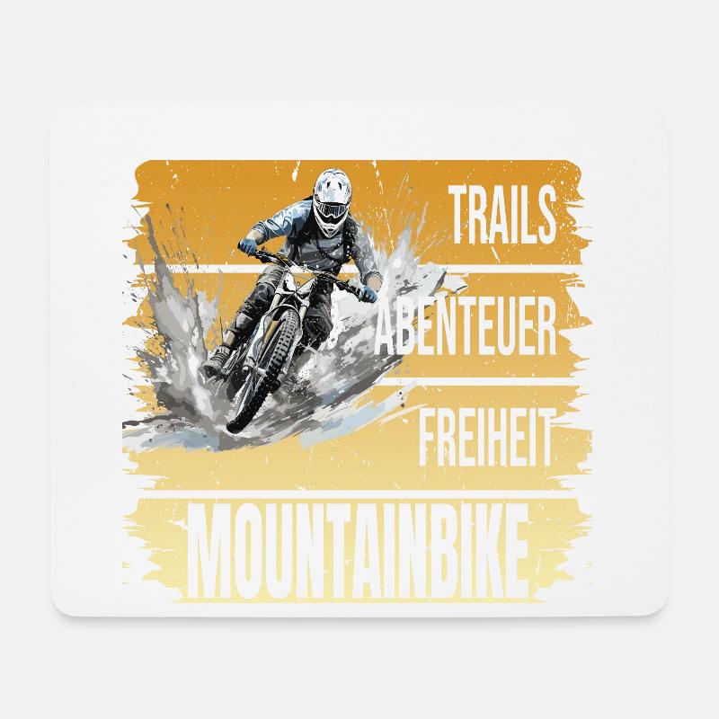 Trails - Abenteuer - Freiheit - Mountainbike - Mousepad (Querformat) - Weiß