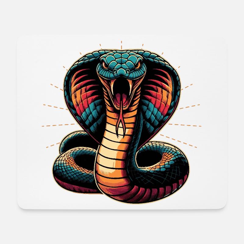 dynamisches und farbenfrohes Cobra-Schlangen Motiv - Mousepad (Querformat) - Weiß