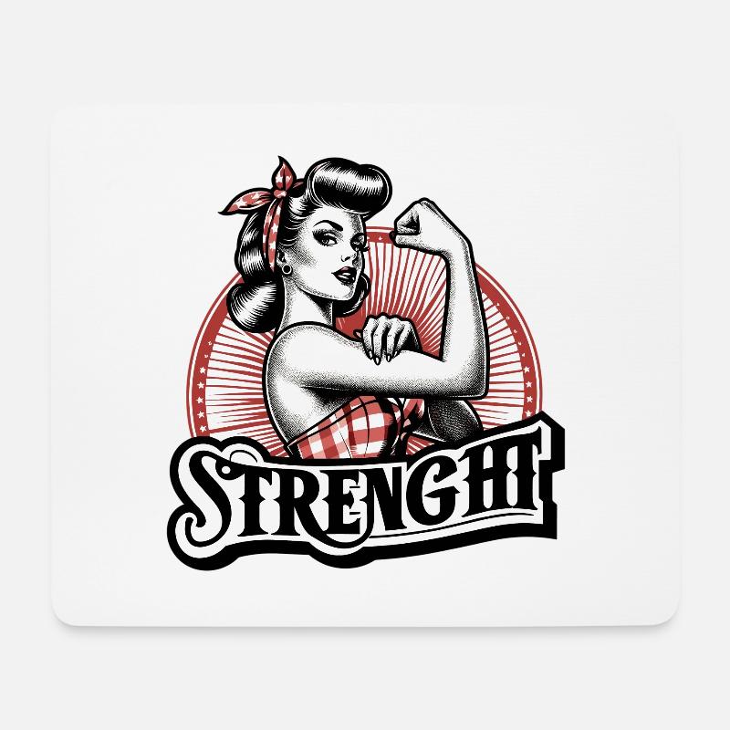 Stärke starke Frau Rockabilly Geschenk - Mousepad (Querformat) - Weiß