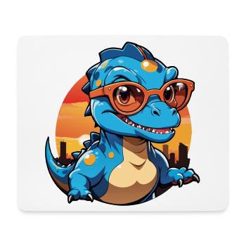Little cute baby dino Stegosaurus with glasses - Mouse Pad (horizontal) - white - Front