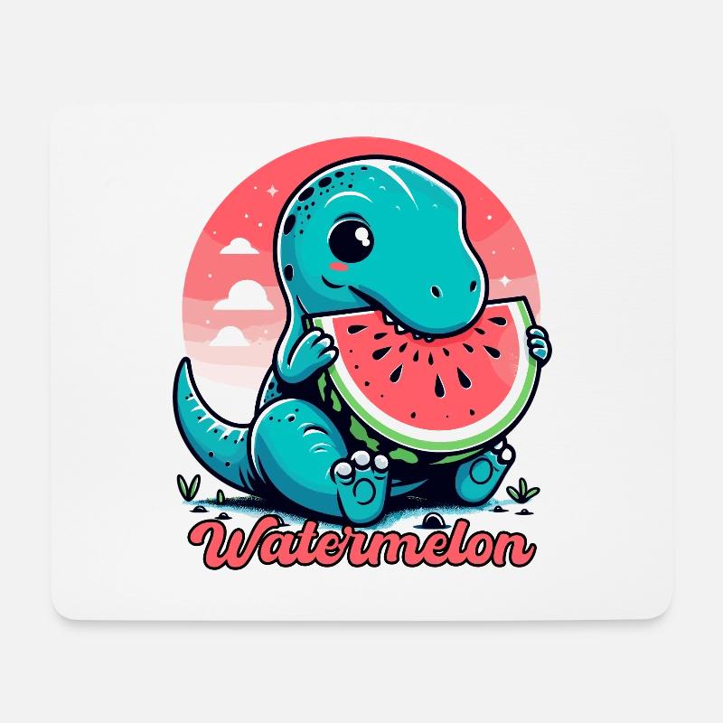 Süßer T-Rex Wassermelone Sommer Geschenk - Mousepad (Querformat) - Weiß