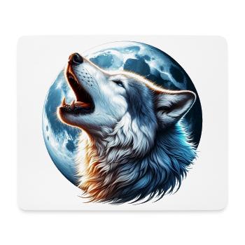 Wolf heult den Vollmond an - Mousepad (Querformat) - Weiß - Vorne